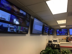 The monitors in the news room that help the staff do research on what’s happening locally or in the world and how they can report about it.