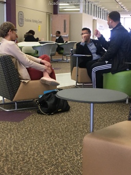 At the Student Academic Advisement Center, of the Wahlstrom Library on the 5th floor, there are comfortable chairs and couches where students gather in between classes each day and talk with the people they’ve missed over time.